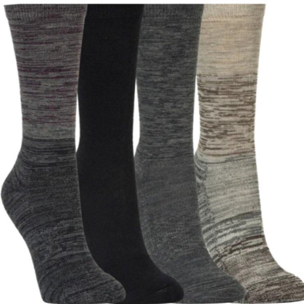Kirkland Signature Womens Extra-Fine Merino Wool Blend Crew Sock, 4-pair
